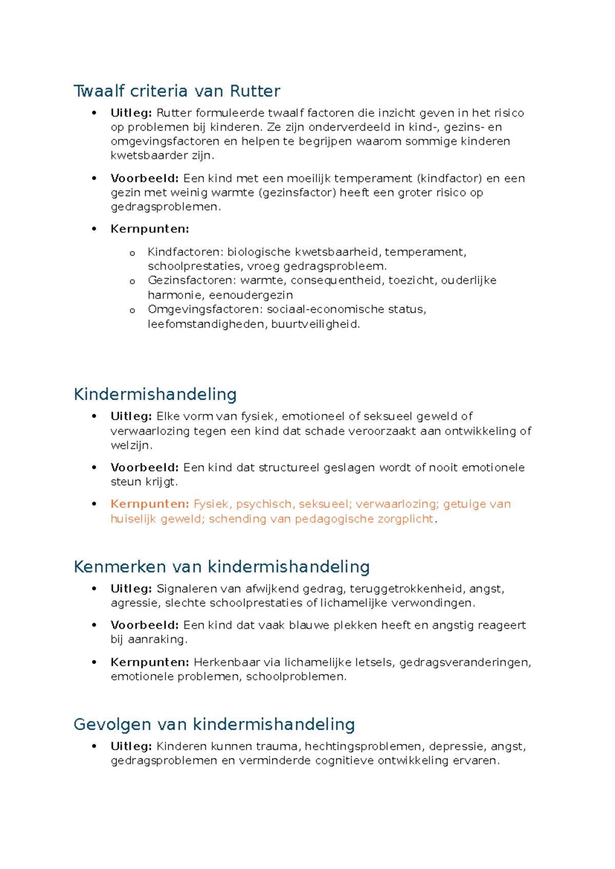 Leertaak 6 - SocialWork: Twaalf Criteria van Rutter en ...