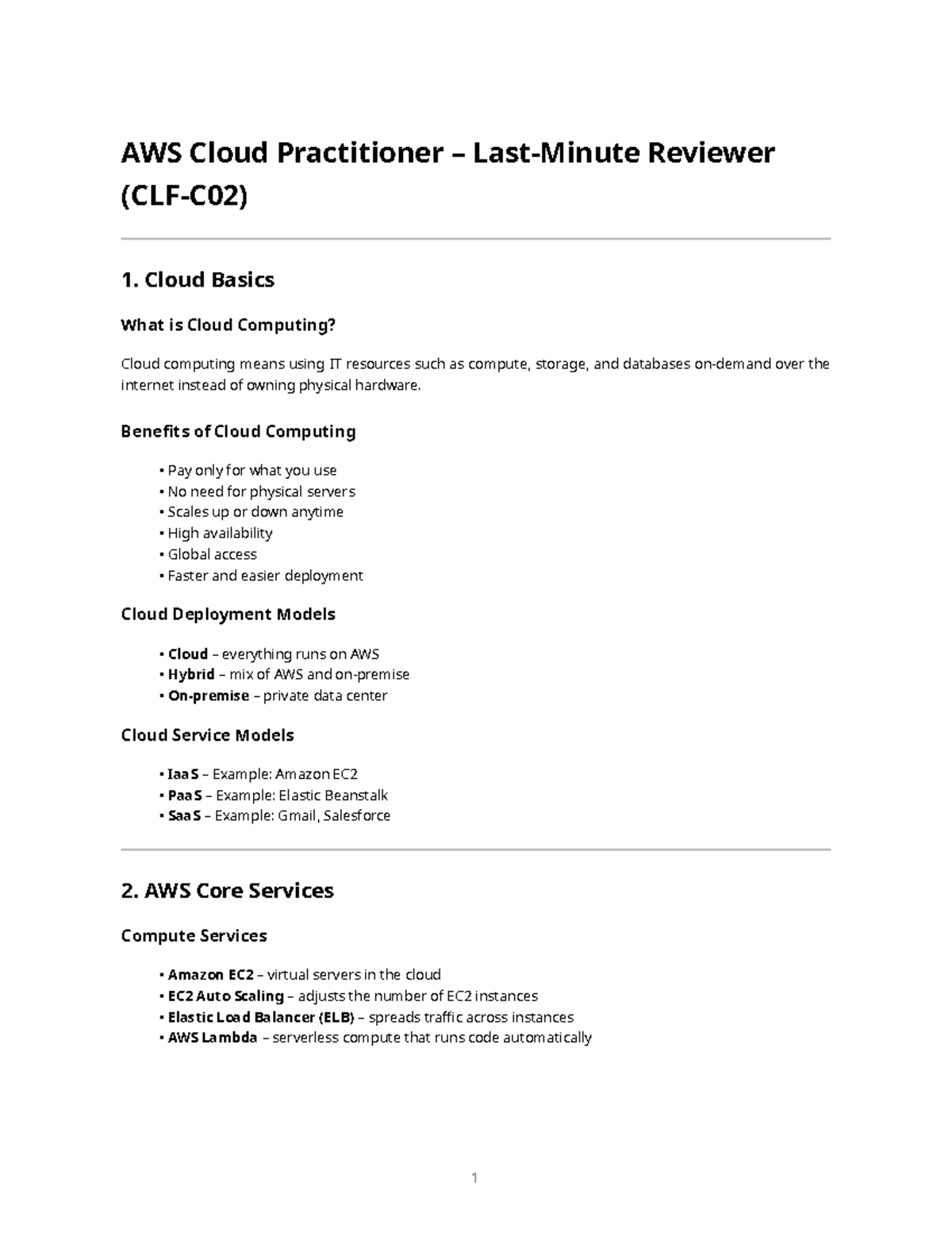 AWS Cloud Practitioner Review: Key Concepts & Exam Tips - Studocu