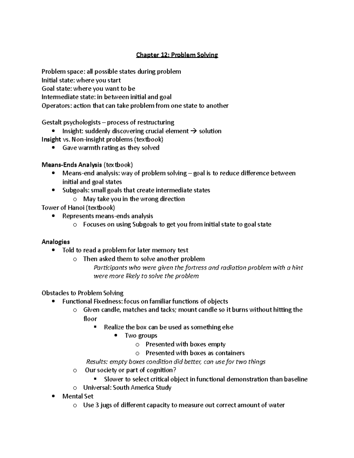 Chapter 12 - Professor: Blaire Weilder - Chapter 12: Problem Solving ...