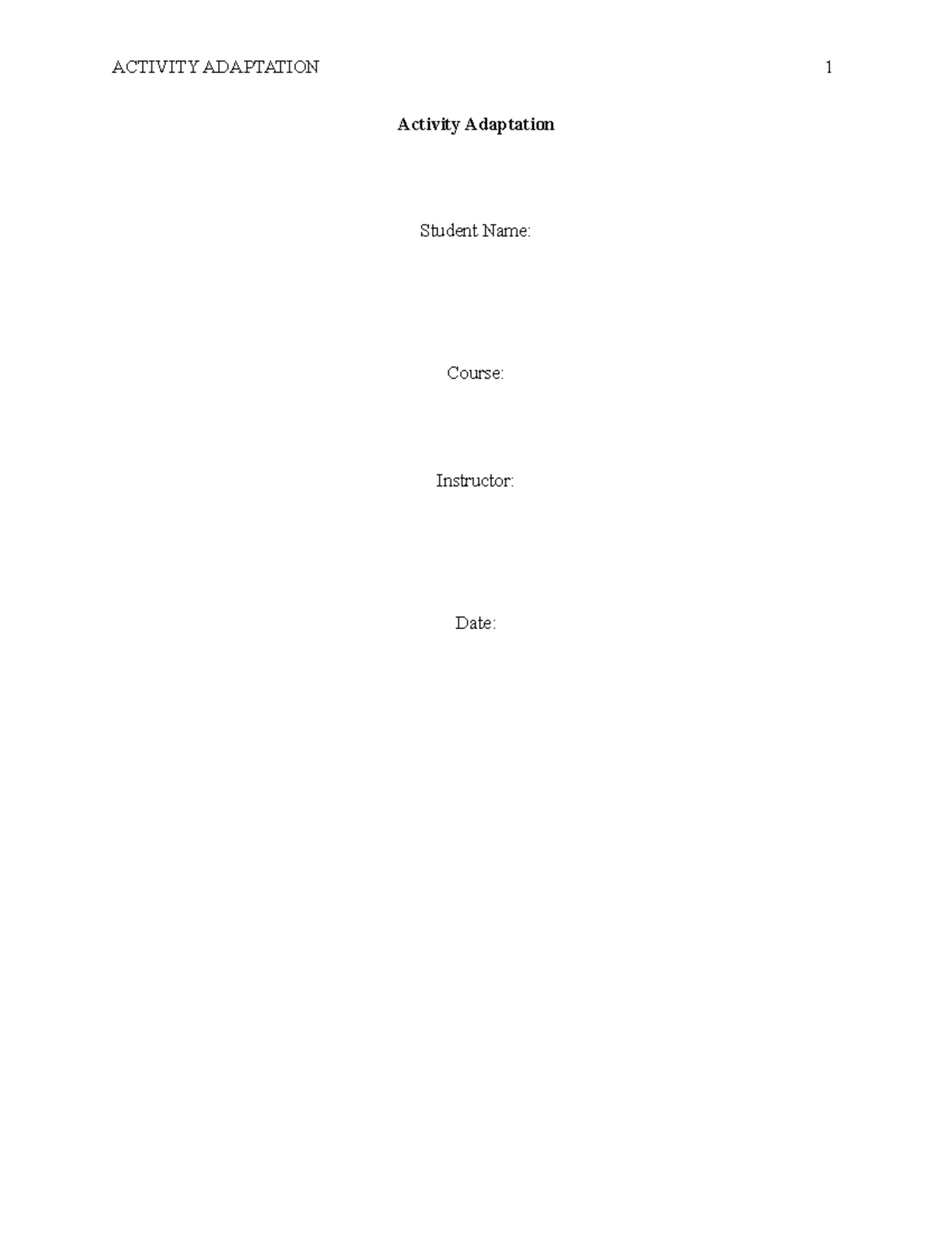 Activity Adaptation Strategies - Assignment for Education 101 - Studocu
