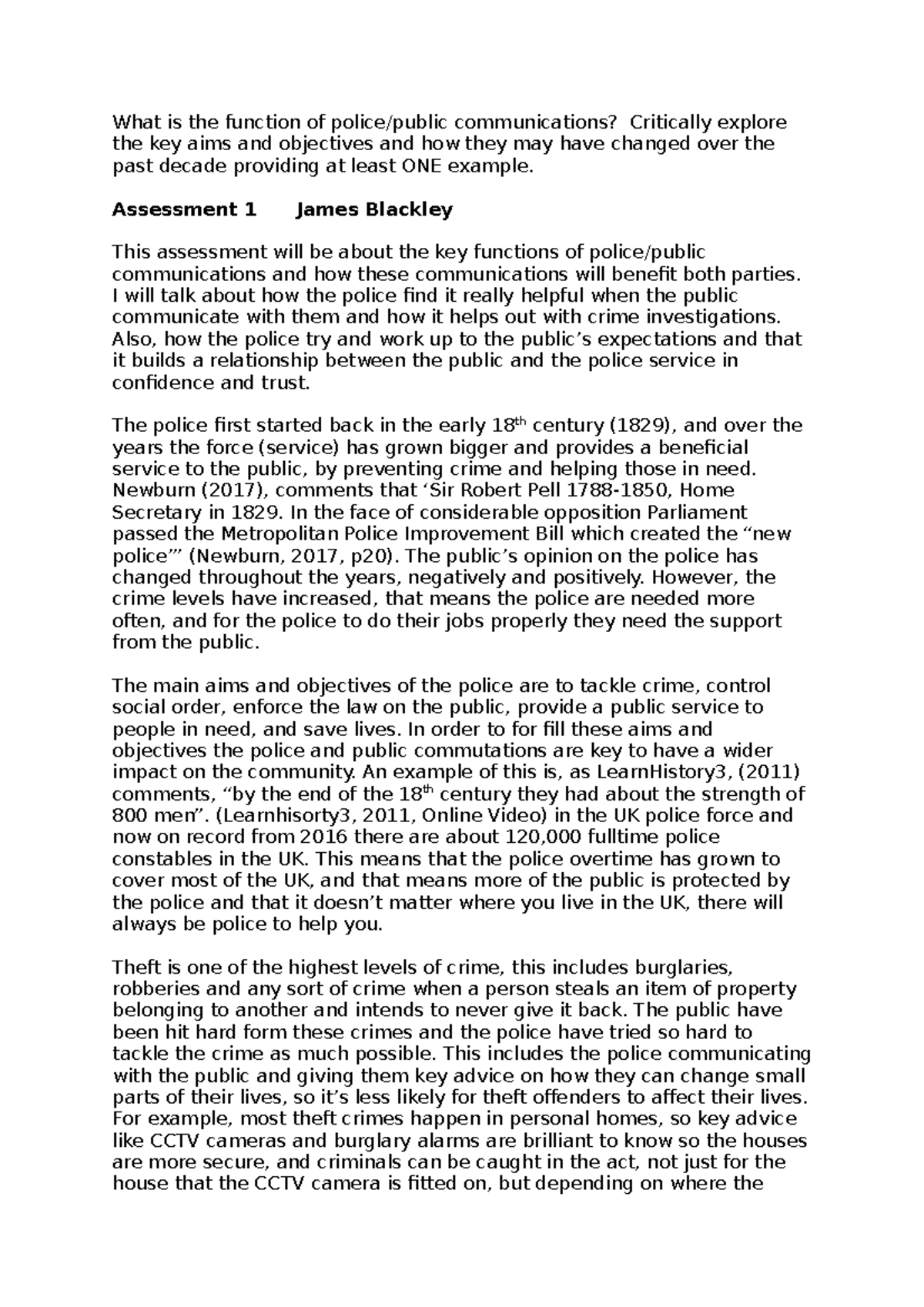 A1 Police Essay - Final Assessment on Public Comms Evolution - Studocu