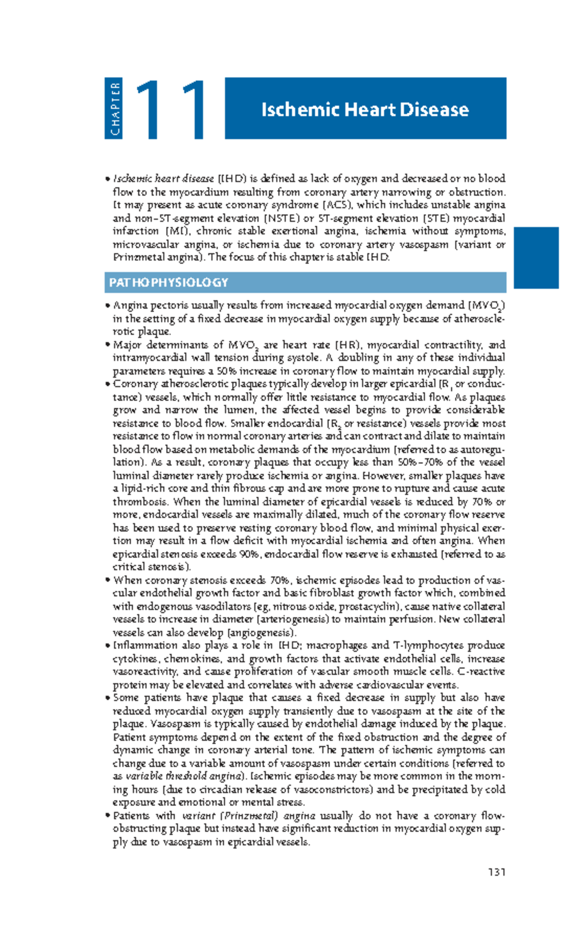 CHAPTER 11: Ischemic Heart Disease Overview and Management - Studocu