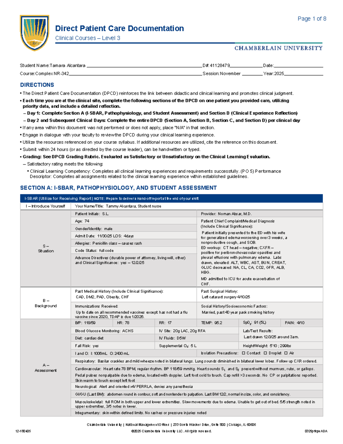 DPCD6: Direct Patient Care Documentation for Complex Clinical Courses ...