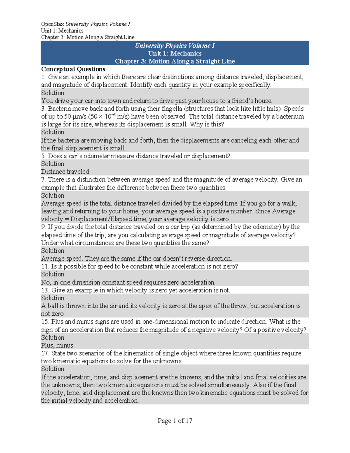 University Physics Volume I Unit 1: Mechanics Chapter 3 - Motion ...