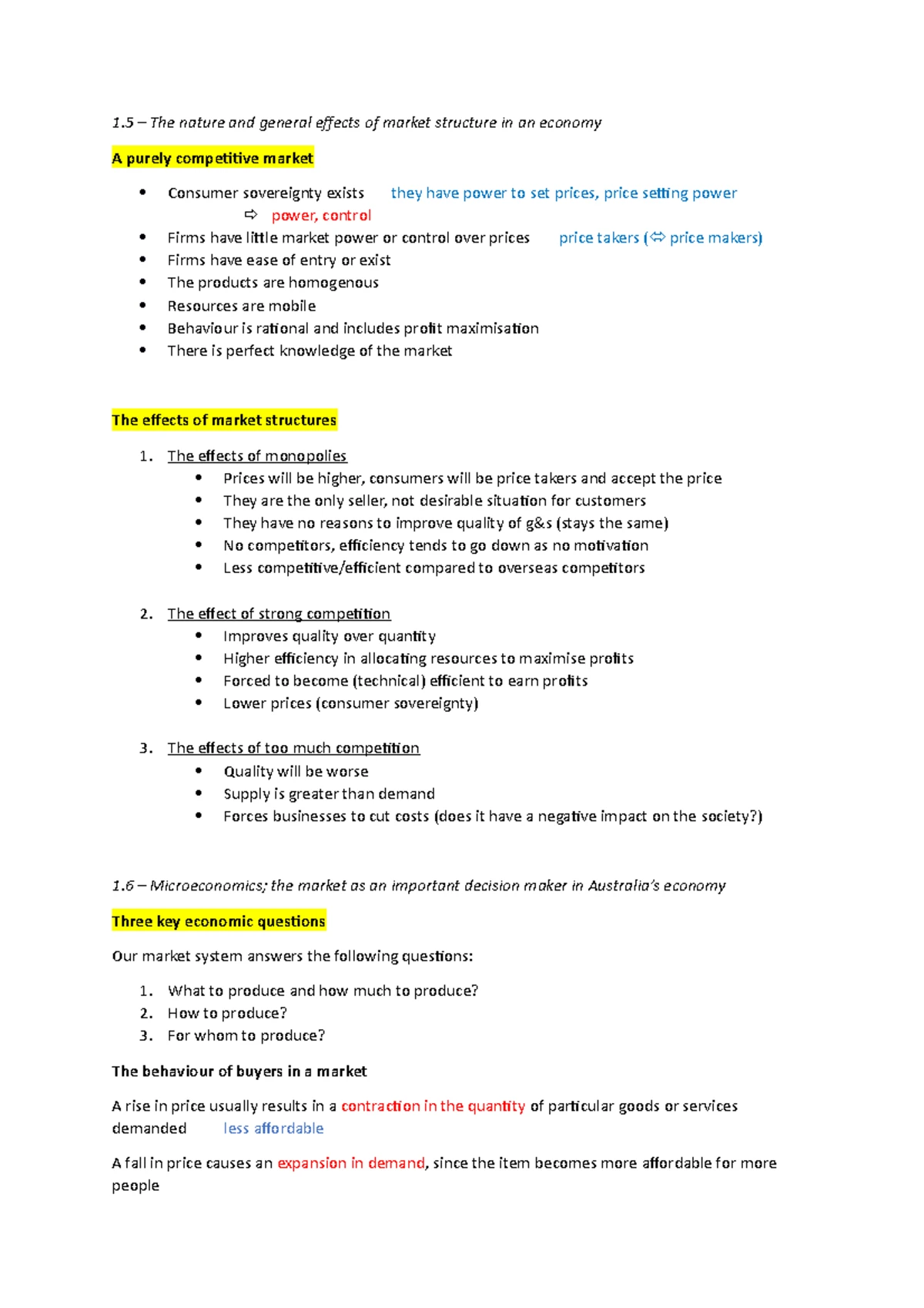 Economics Unit 3 AOS1: Microeconomics and Resource Allocation Notes ...