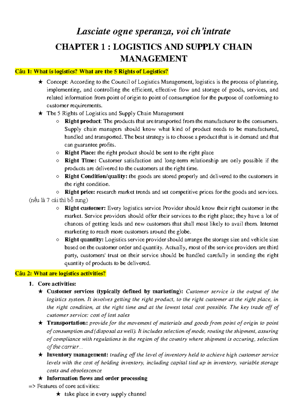 Logistics and Supply Chain Management: Chapter 1 Overview and Key ...