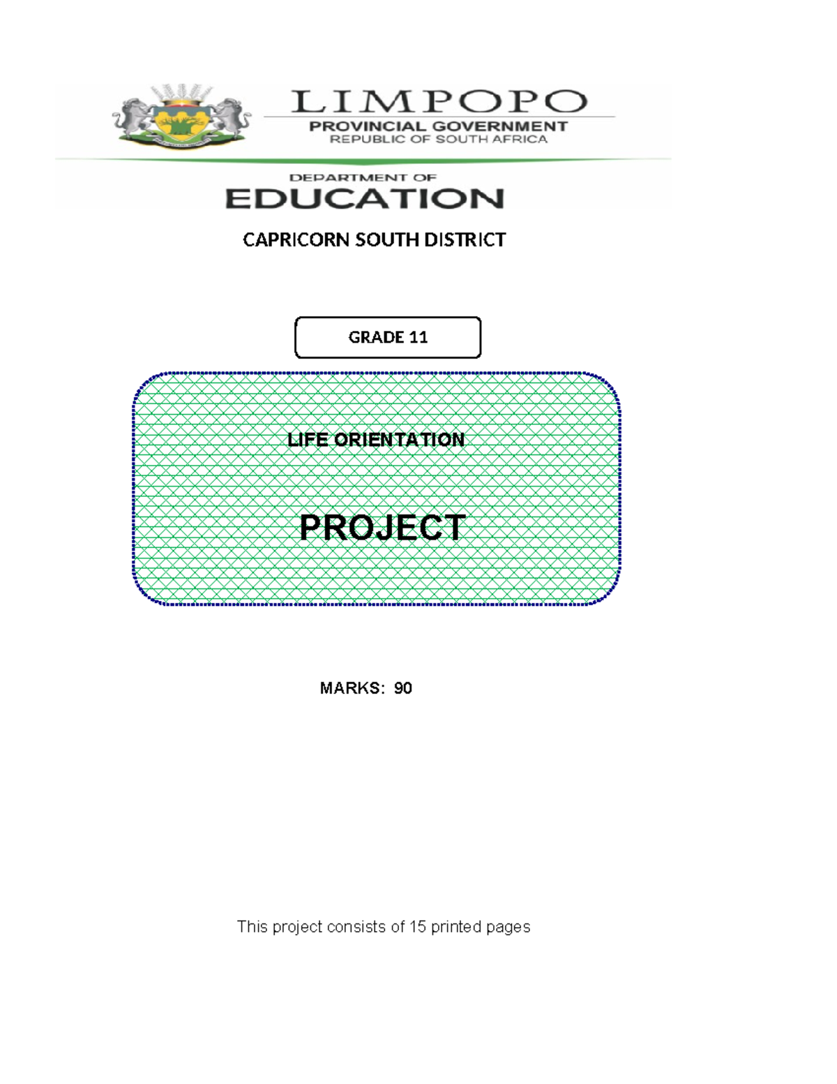 LO Grade 11 Term 3 Project 2024: Informed Lifestyle Choices Impact on ...