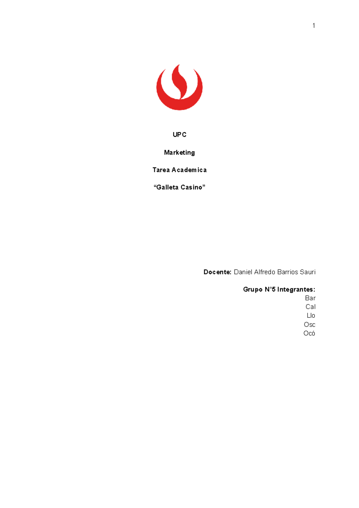 UPC Marketing Tarea Académica: Análisis de Galletas Casino - Document Preview
