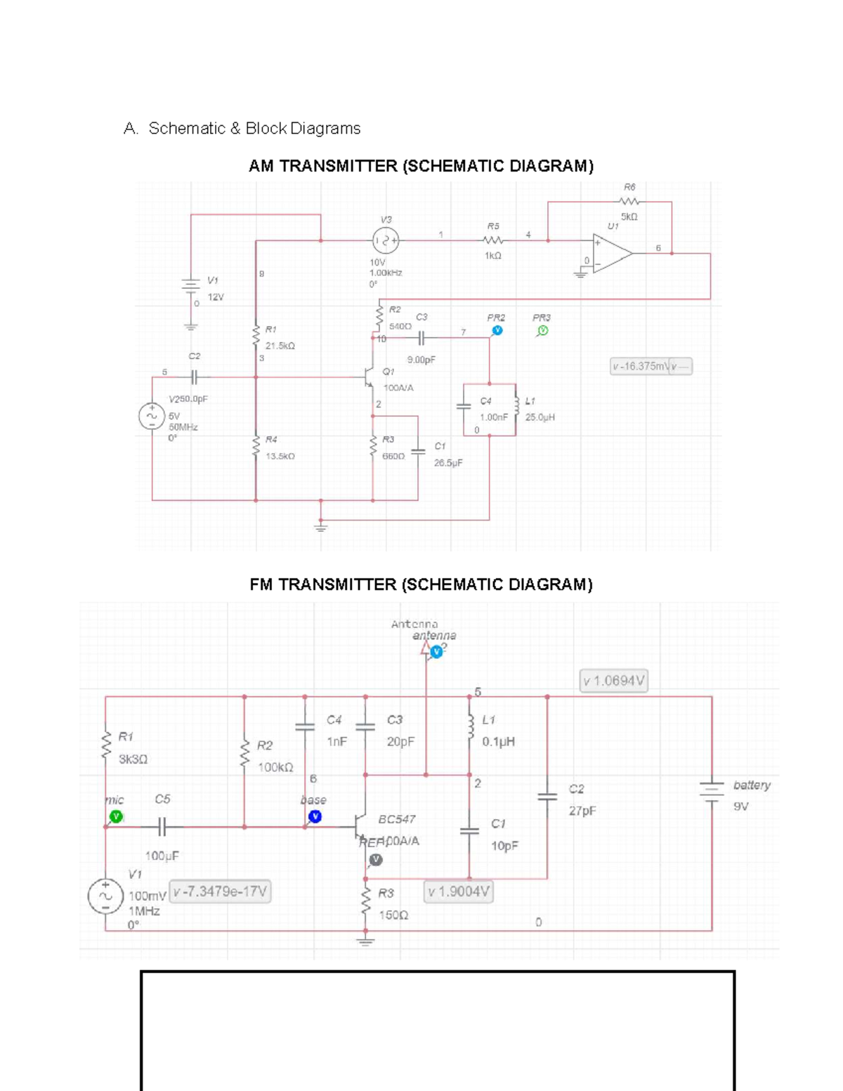Assignment 3 - Electronics: AM & FM Transmitter Diagrams and Components ...