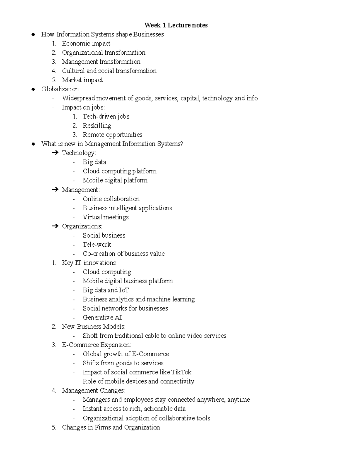 Commerce 2KA3 Notes - ch.1 - Week 1 Lecture notes How Information ...