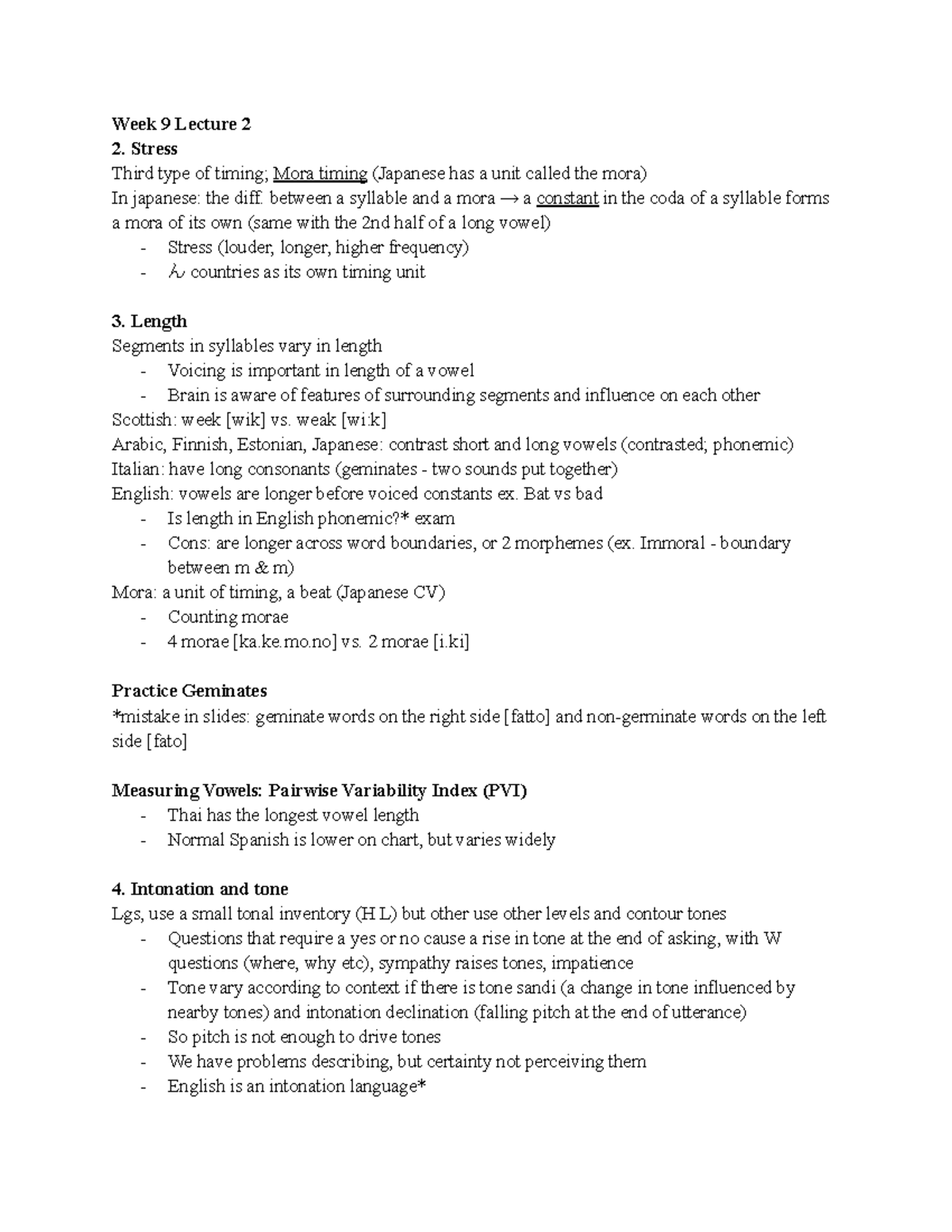 Week 9 Lecture 2: Stress, Mora Timing, and Intonation in Japanese - Studocu