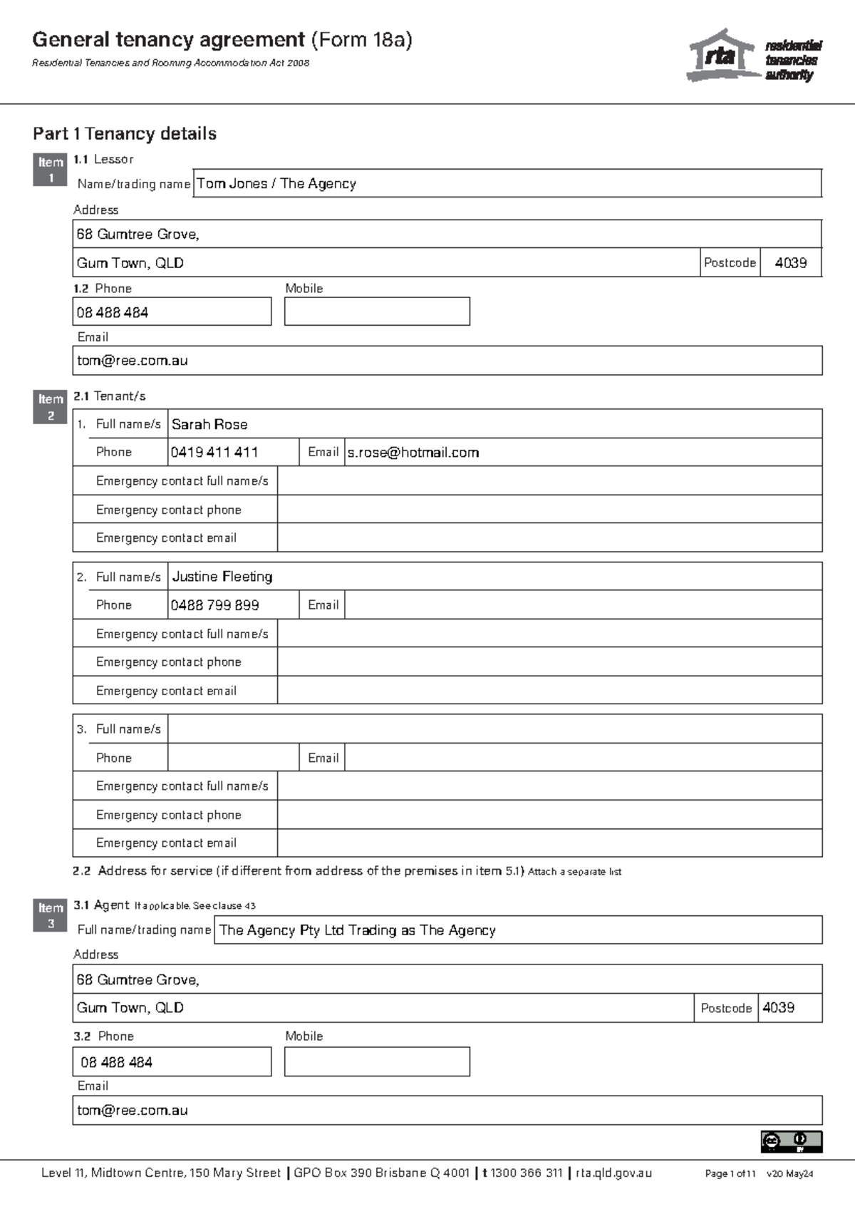 Q 17 - Cpprep 4122 - Tenancy Agreement - QLD - Residential Tenancies ...