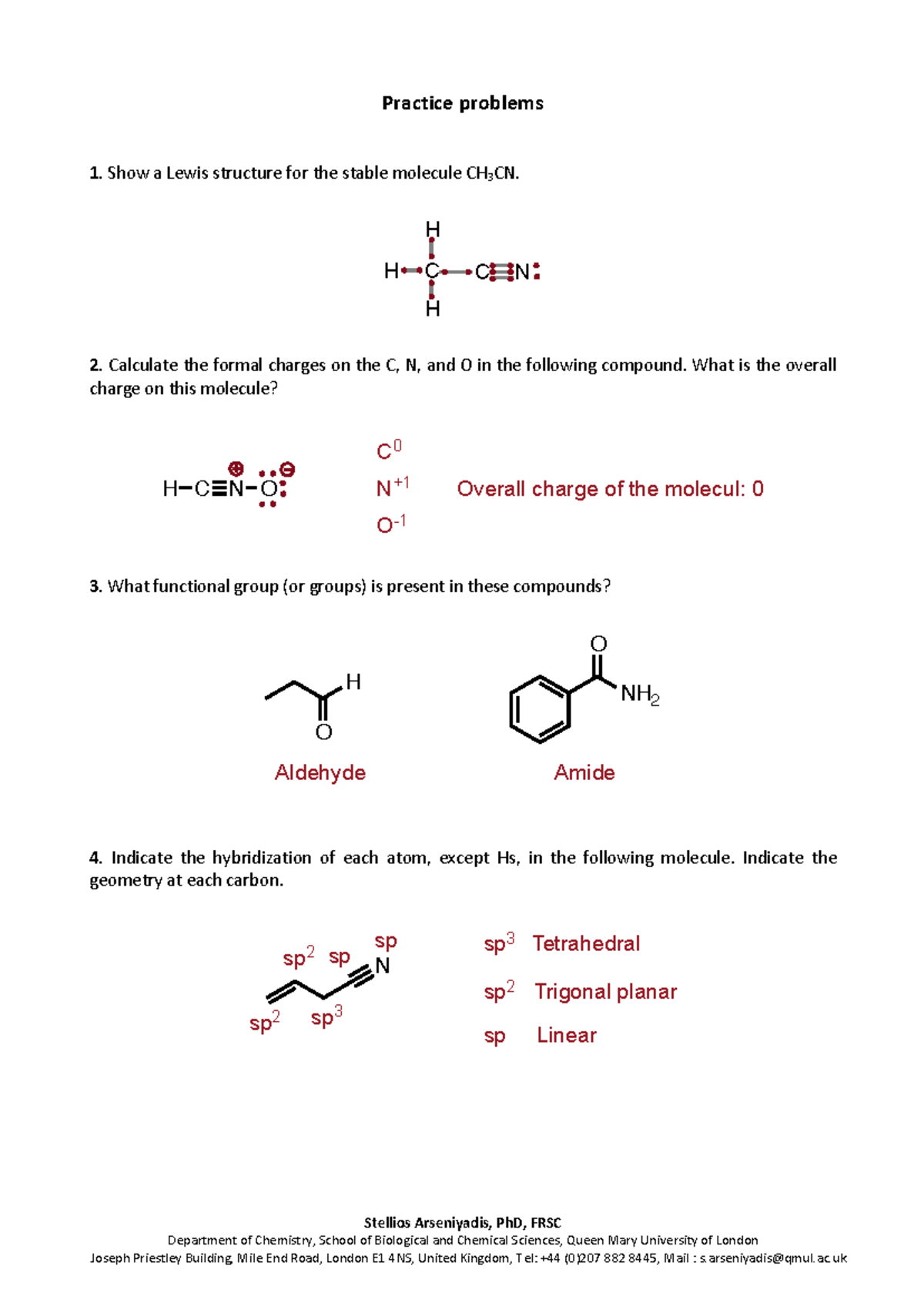 Practice Problems 1: Chemistry Concepts and Answers (CHEM101) - Studocu
