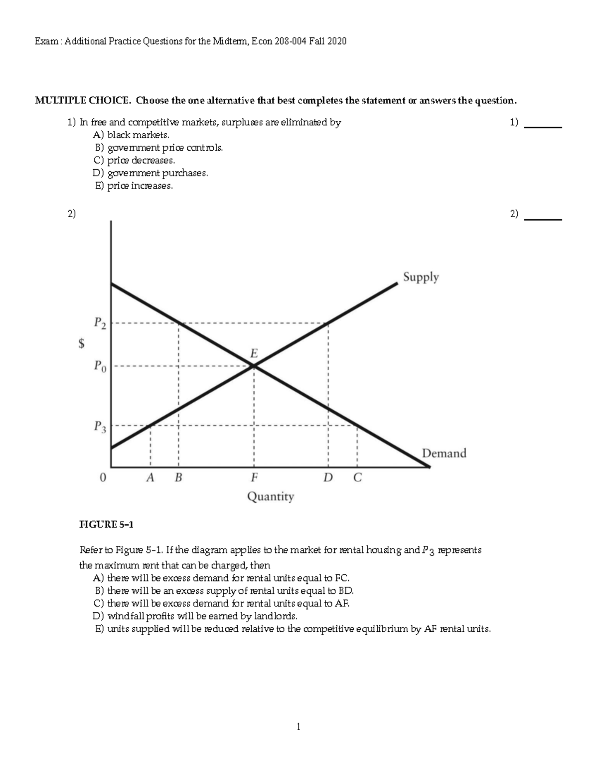 Midterm exam practice questions for Econ 101, Fall 2020 - Studocu