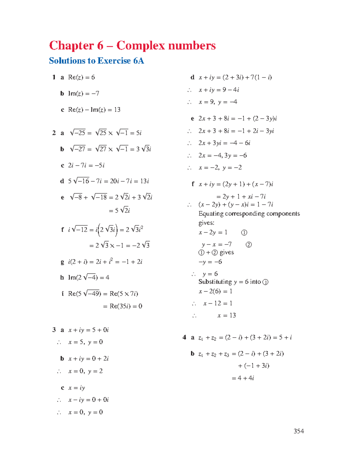 Chapter 6 - Complex Numbers - worked solutions - Chapter 6 – Complex ...