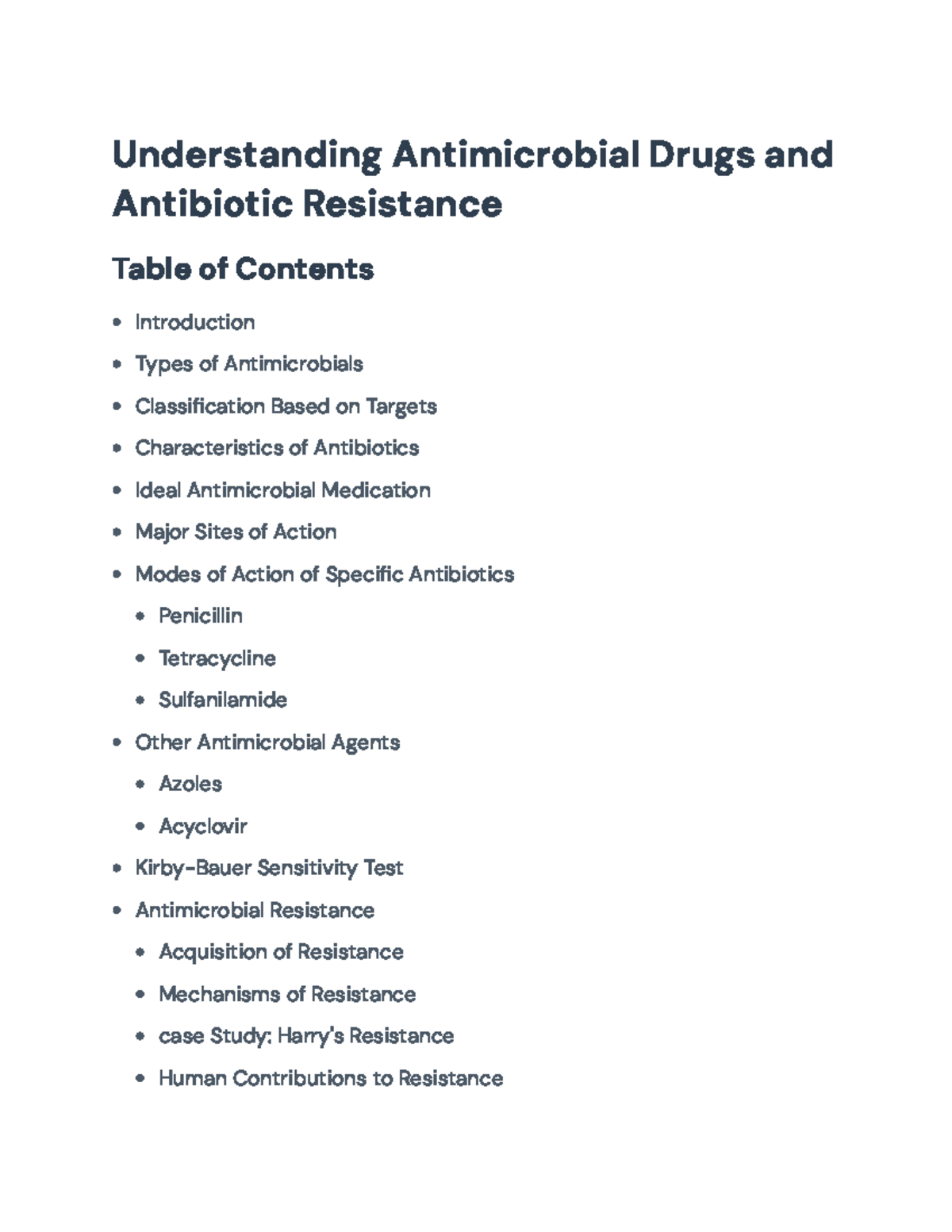 Antimicrobial Drugs and Antibiotic Resistance Overview for Course ...