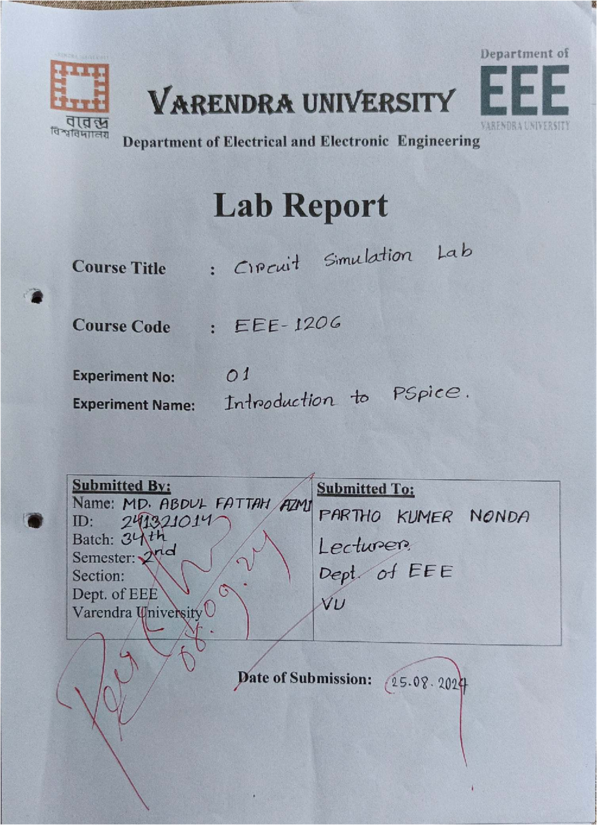 Circuit Simulation Lab Report (Course Code: 1206) with PSpice - Studocu