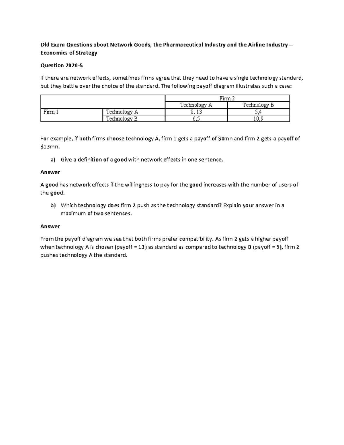 Exam Training 2025-3QA: Network Goods & Industry Economics - Studeersnel