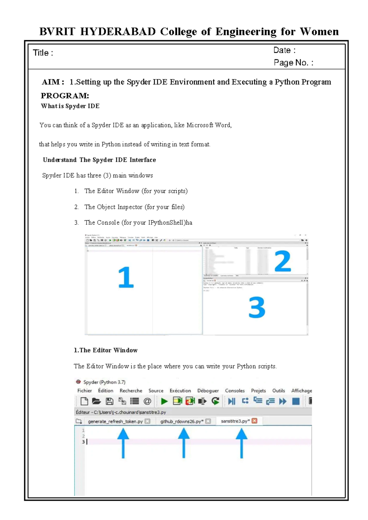 Record - It is a NNDL programs manual - AIM : 1 up the Spyder IDE ...