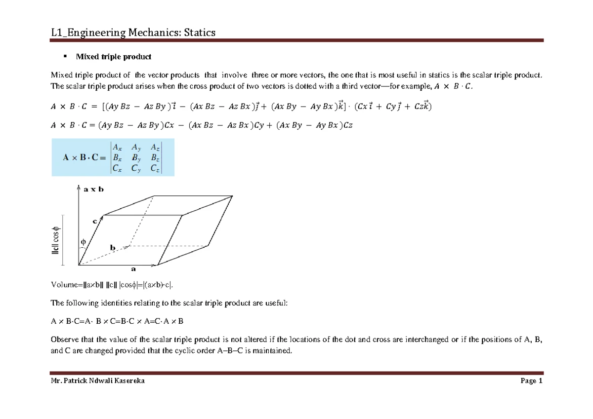 MECH 101 Engineering Mechanics Course Outline 2022-2023 - Studocu