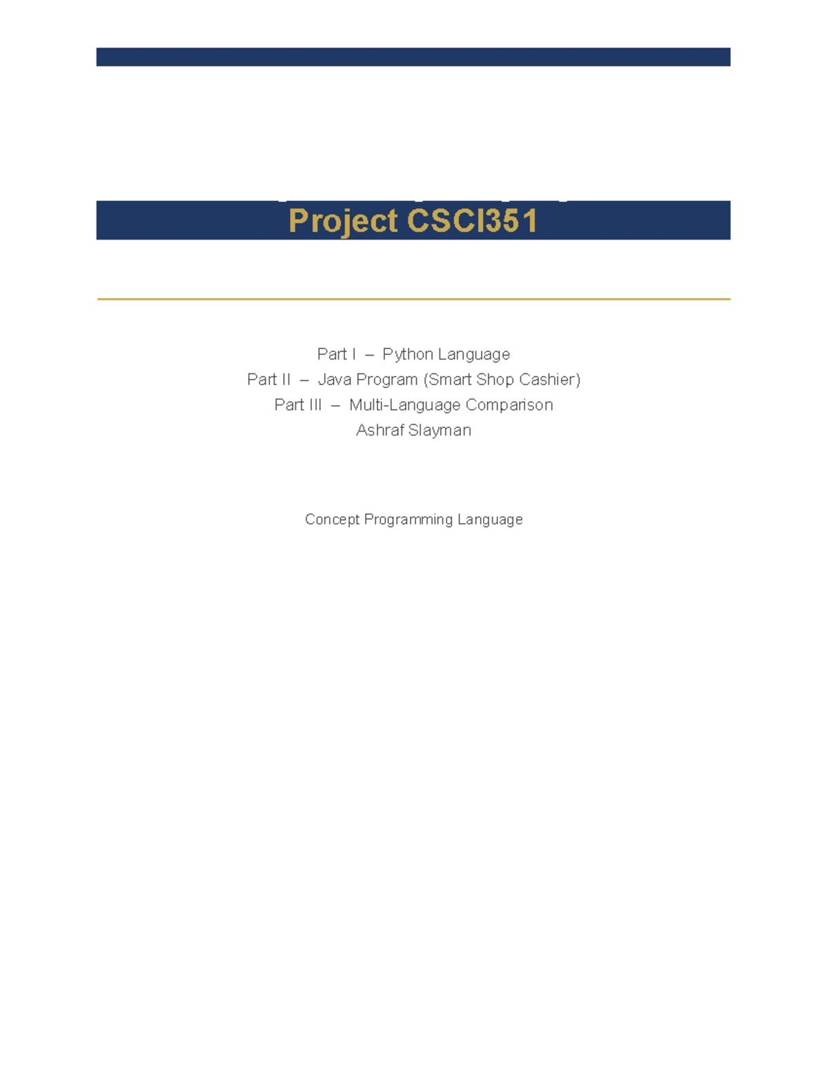 CSCI351 Programming Languages Project: Python & Java Comparison - Studocu
