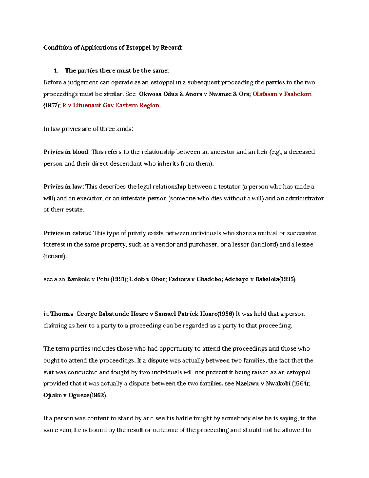 Condition of Applications of Estoppel in Evidence Law (3rd Class) - Studocu