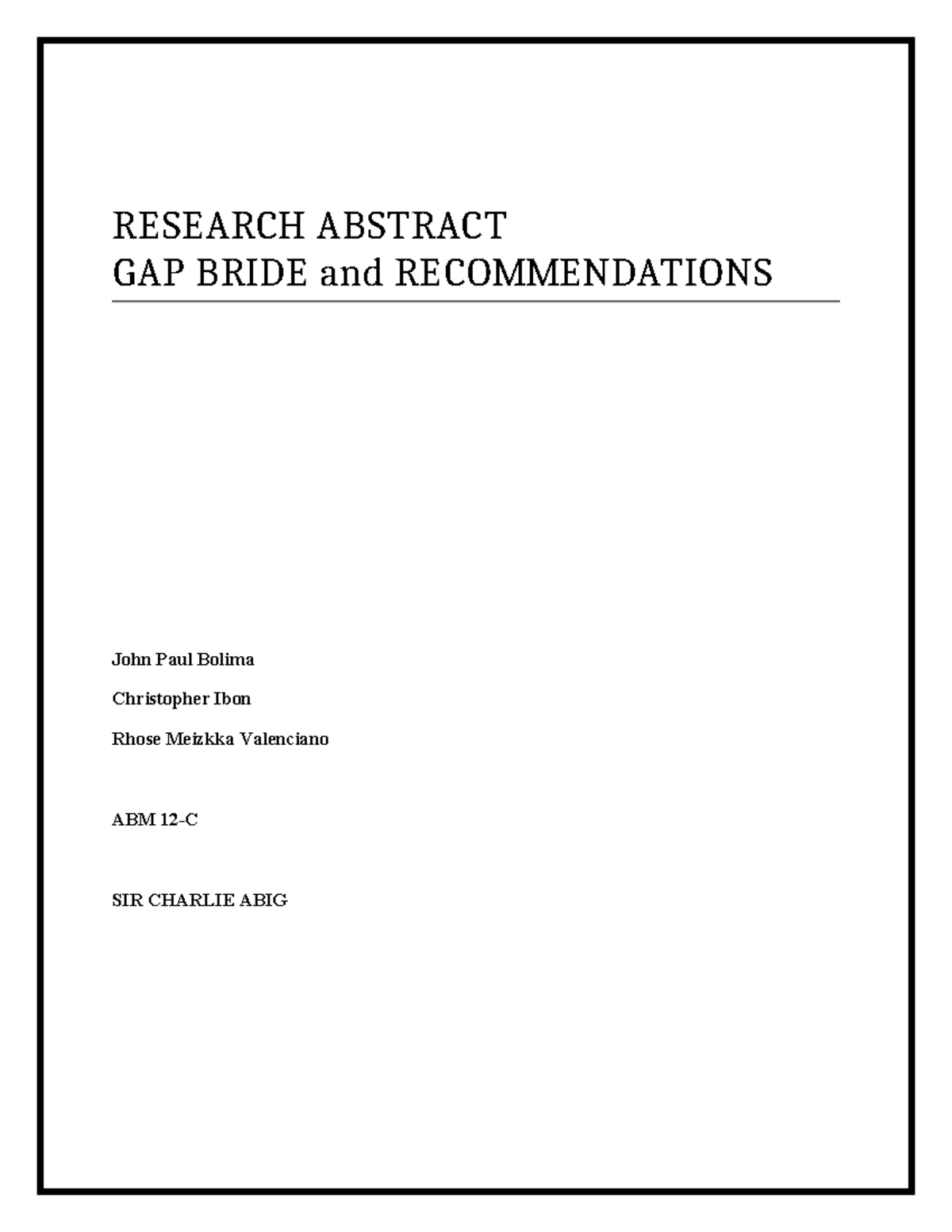 ABM12C Research Abstract: Challenges and Recommendations for ABM ...