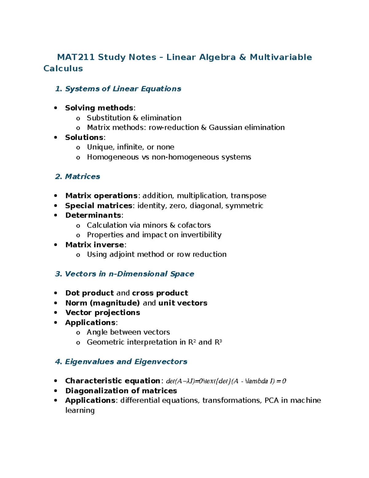MAT101 Final Exam Study Notes: Intro to Mathematics Concepts - Studocu