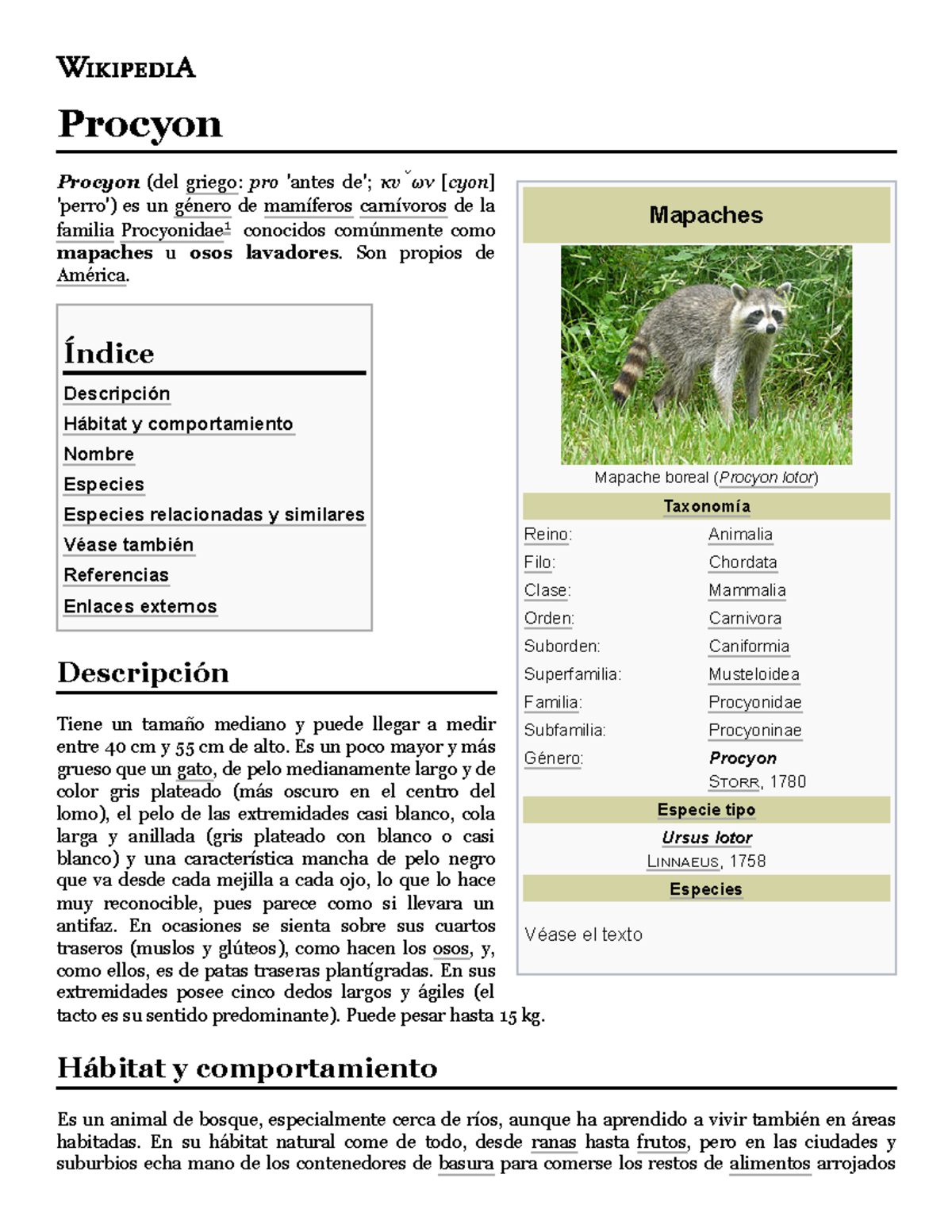 Mapache Taxonomy Overview - 2 Mapache - Studocu