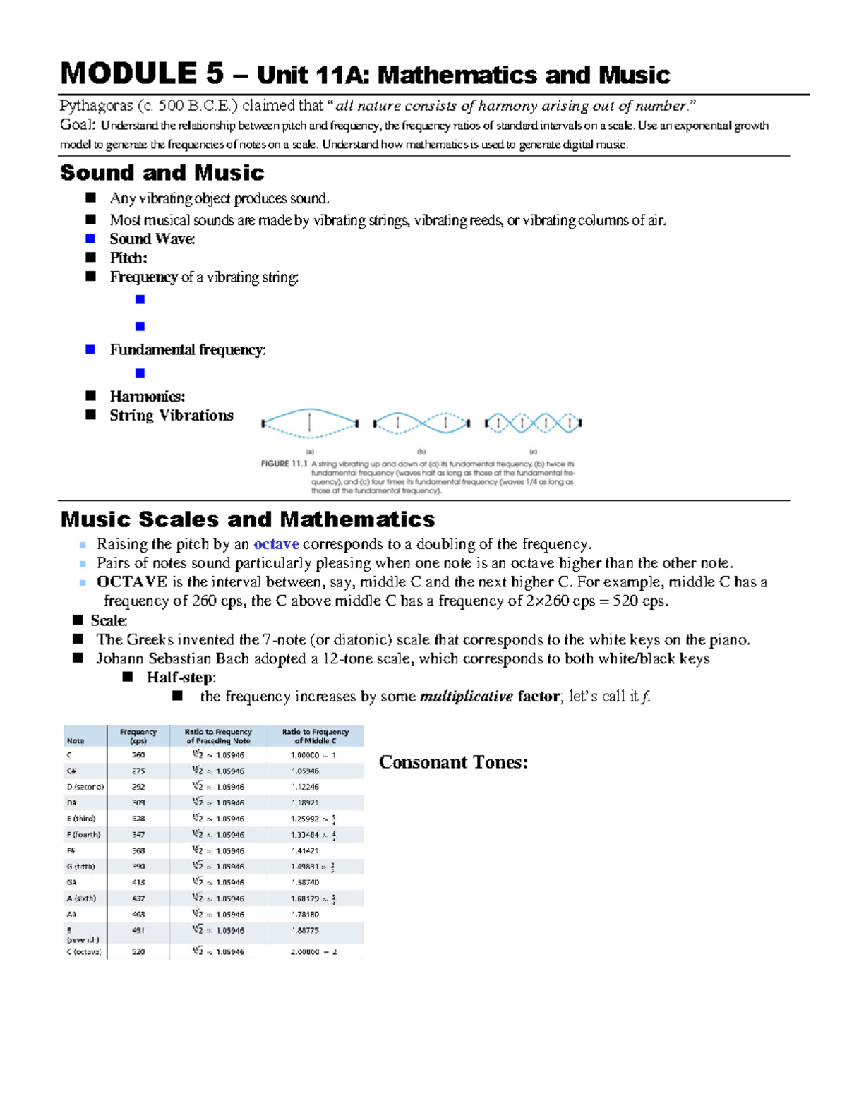 Mathematics and Music: Exploring Frequency and Scales (MODULE 5) - Studocu