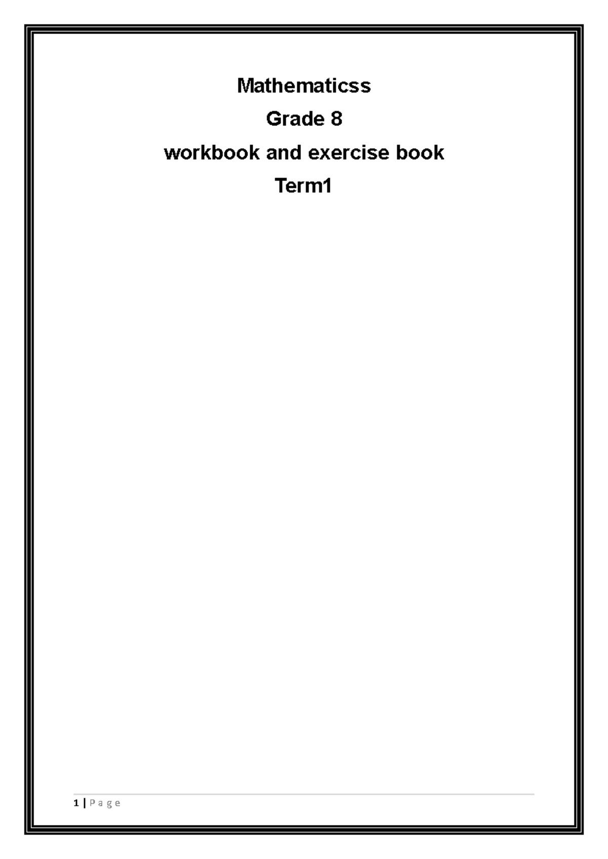 Grade 8 Maths Term 1 Workbook: Common Fractions & Integers Exercises ...