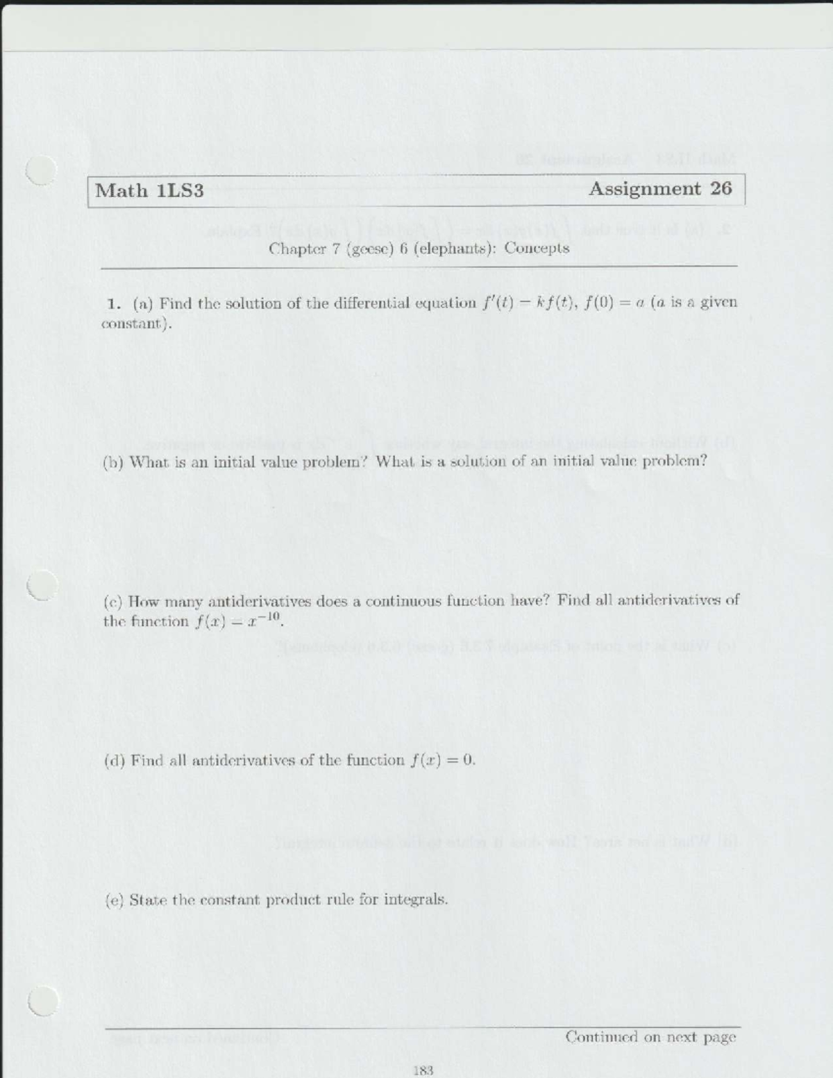 Math 1LS3 Assignment 26: Differential Equations & Antiderivatives ...