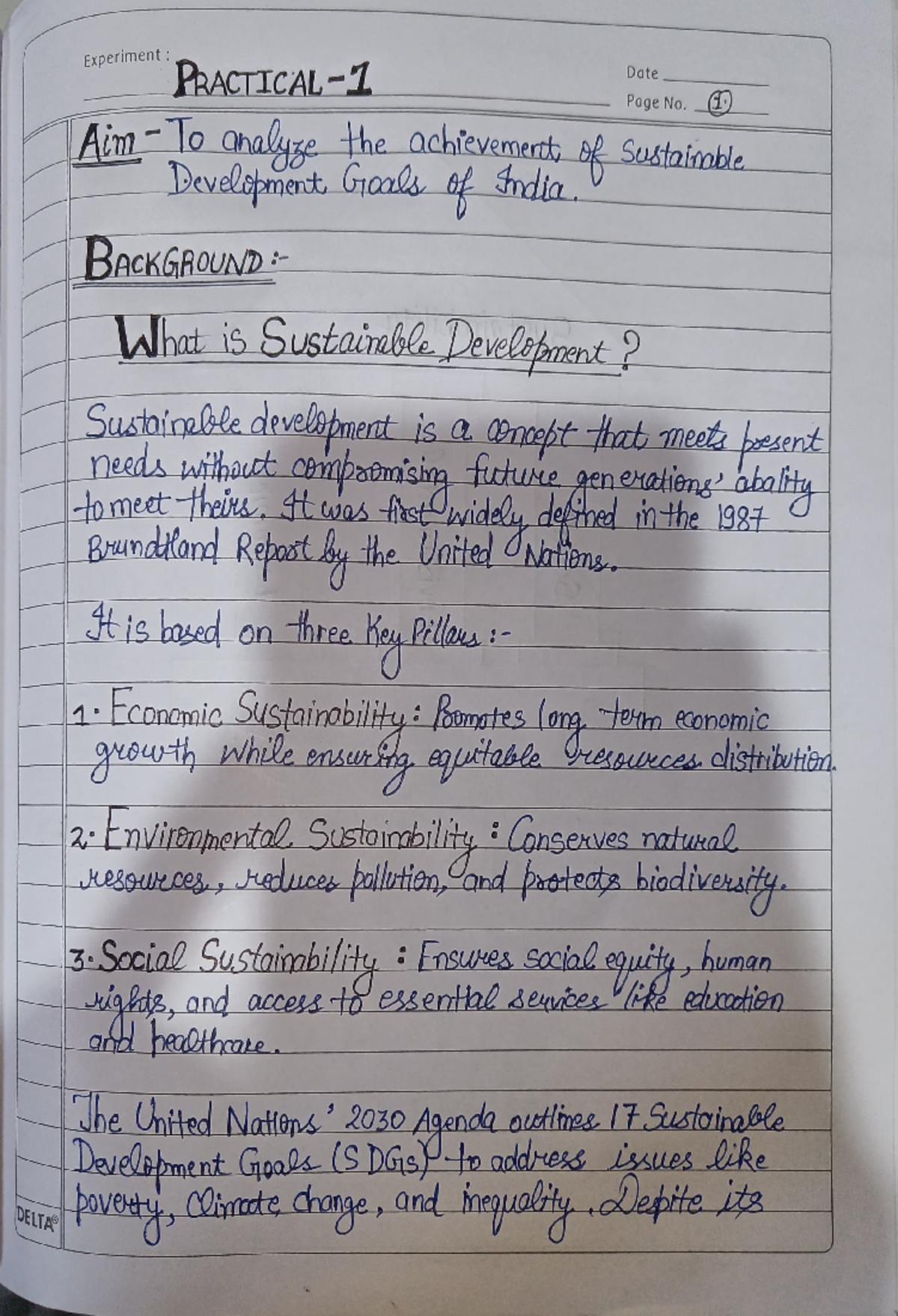 EVS Practical - 1 - Experiment: Bi~ :J_ CTICAL- ·- • Dote_____ Page No ...