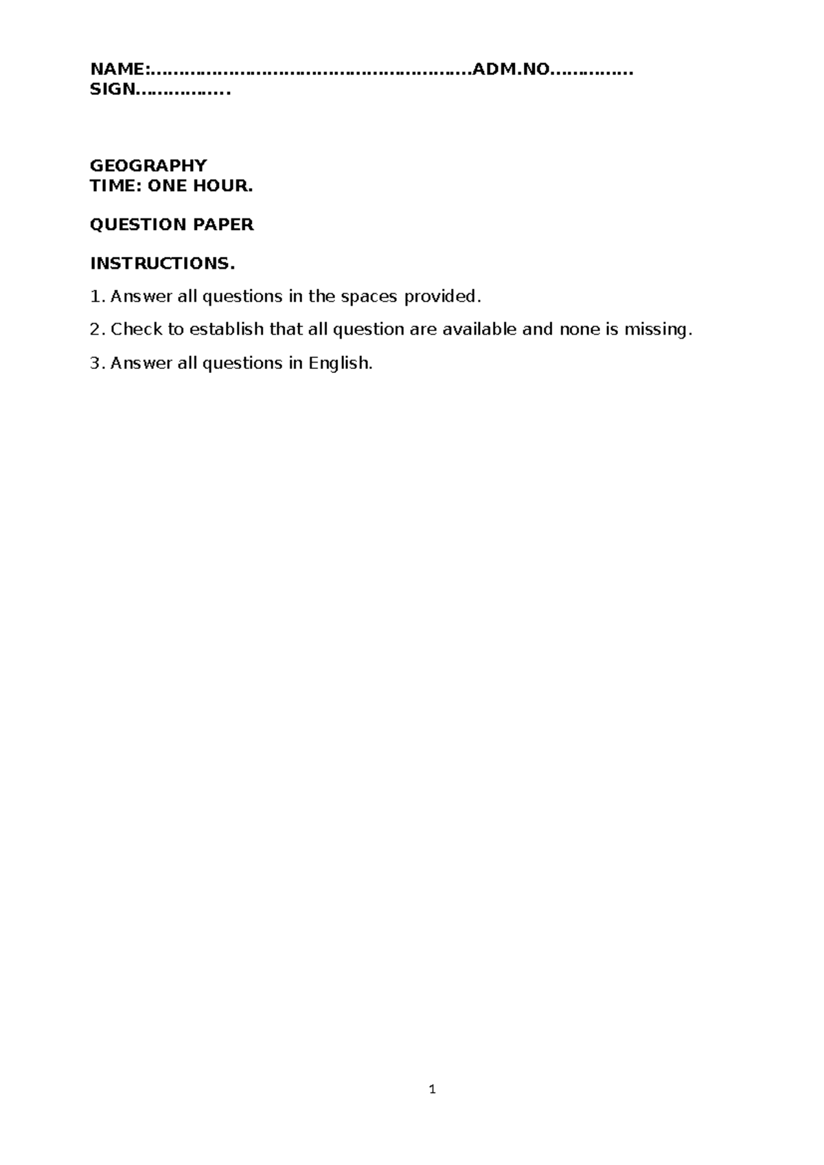 Geography F1 T3 2023 QS - EXAM - - Studocu
