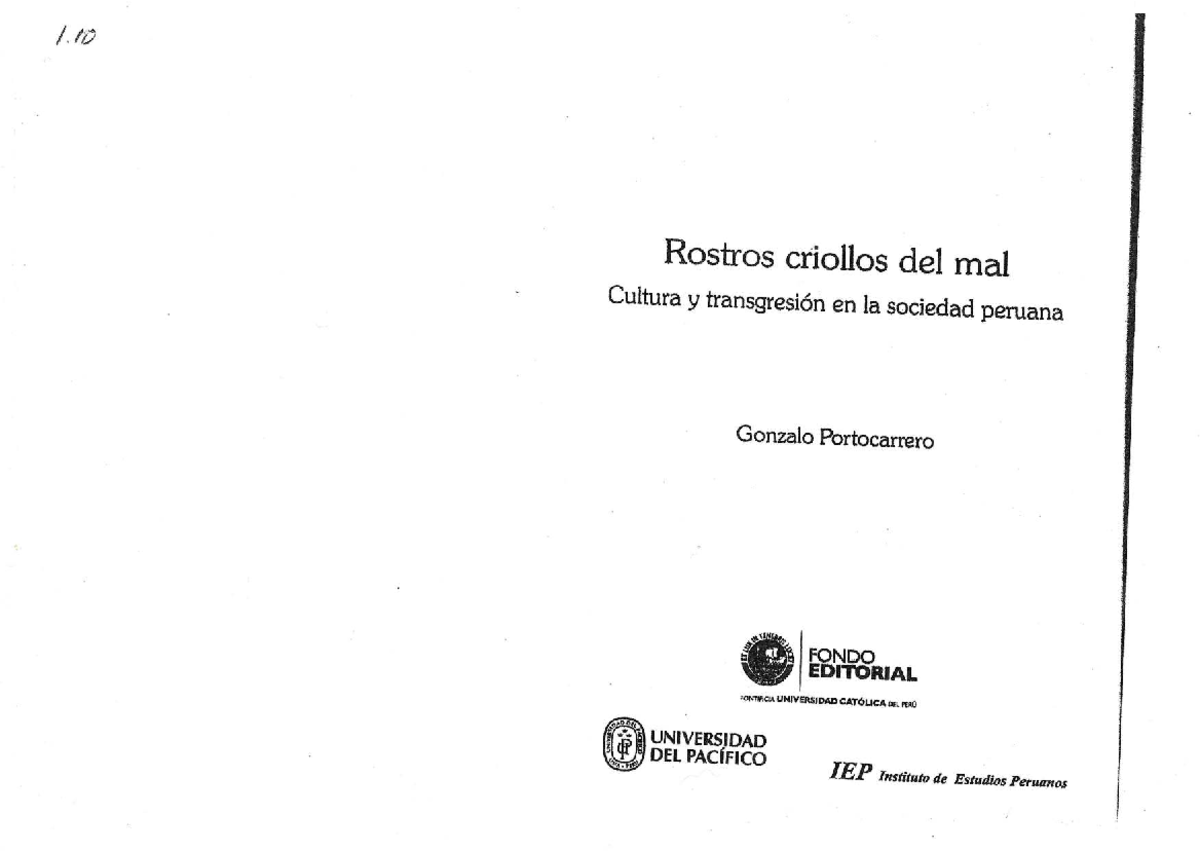 1.10 La Transgresión en la Cultura Criolla Peruana: Un Análisis de Gonzalo - Document Preview
