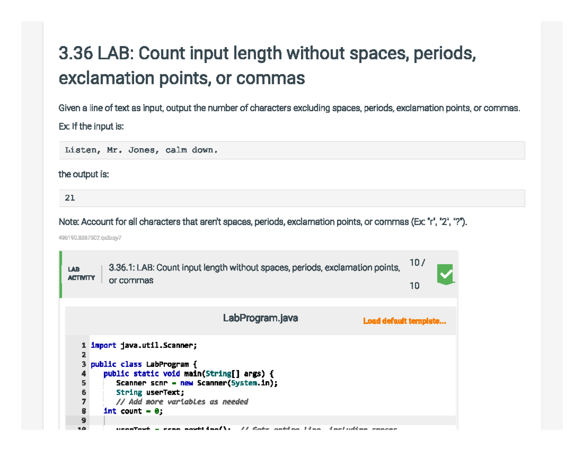 Impromptu IT 145 Lab 3.36: Counting Input Length Excluding Specific