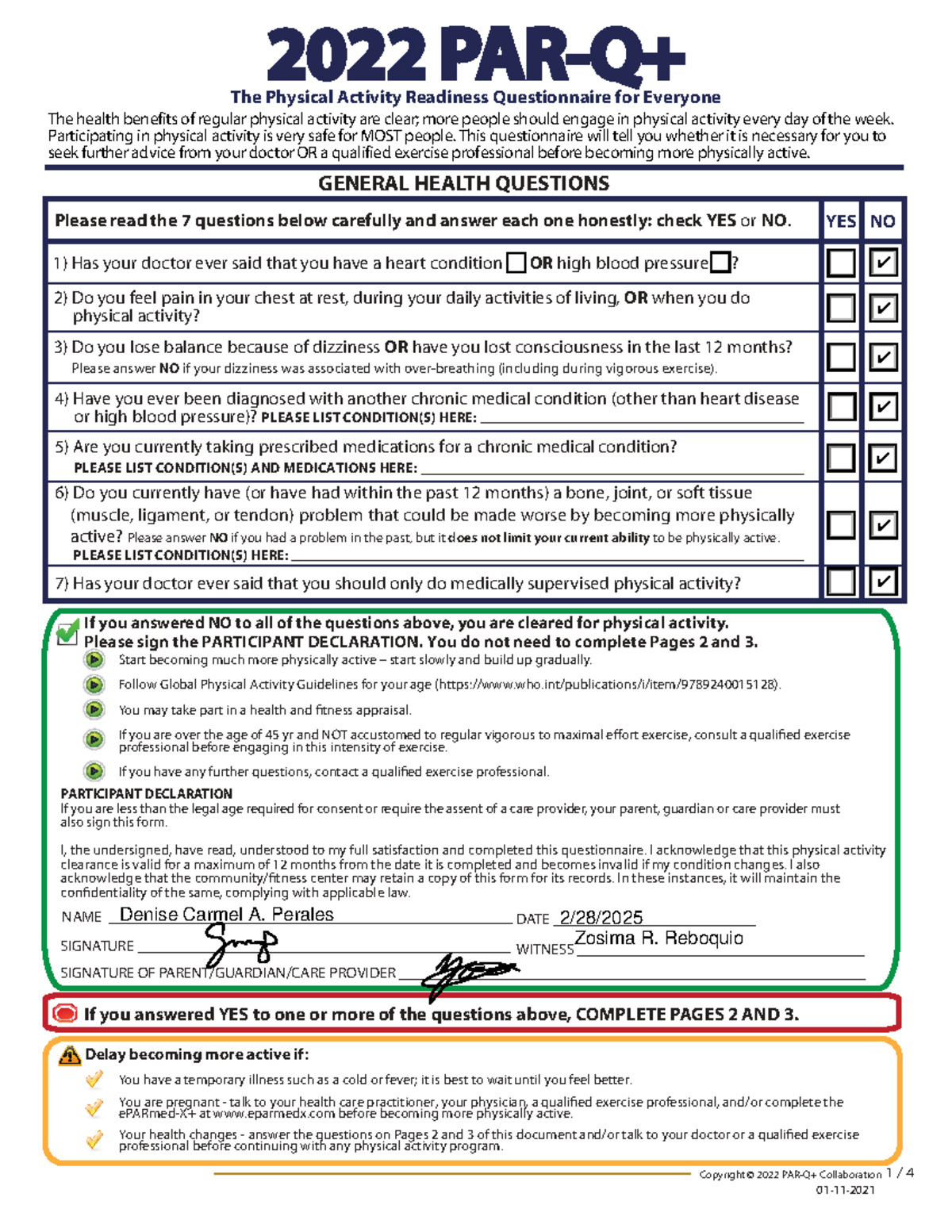 Physical Activity Readiness Questionnaire (PAR-Q) - BSN2-B Finals - Studocu