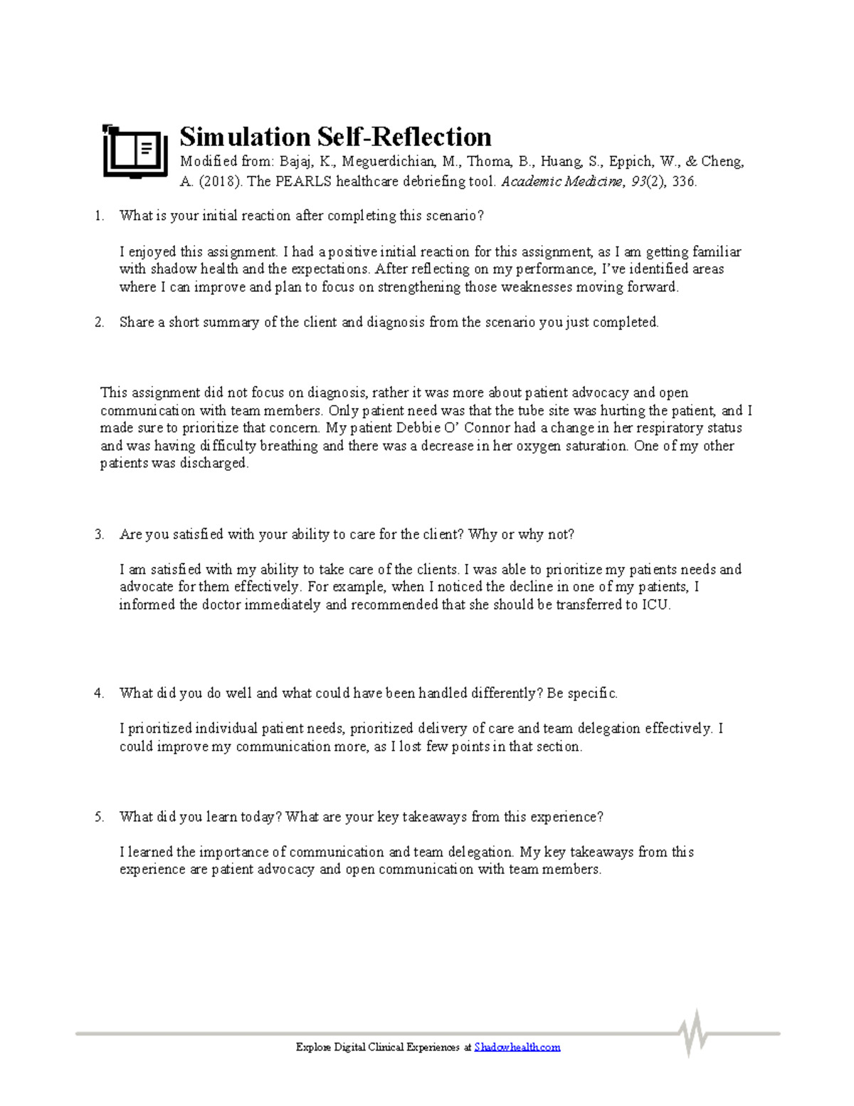 Change Management & Patient Advocacy Simulation Reflection: Insights ...