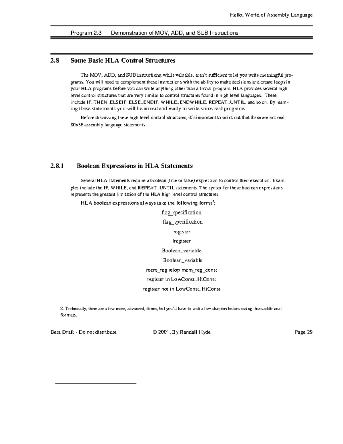 HLA 2.3-2.8: MOV, ADD, SUB Instructions & Control Structures Overview ...
