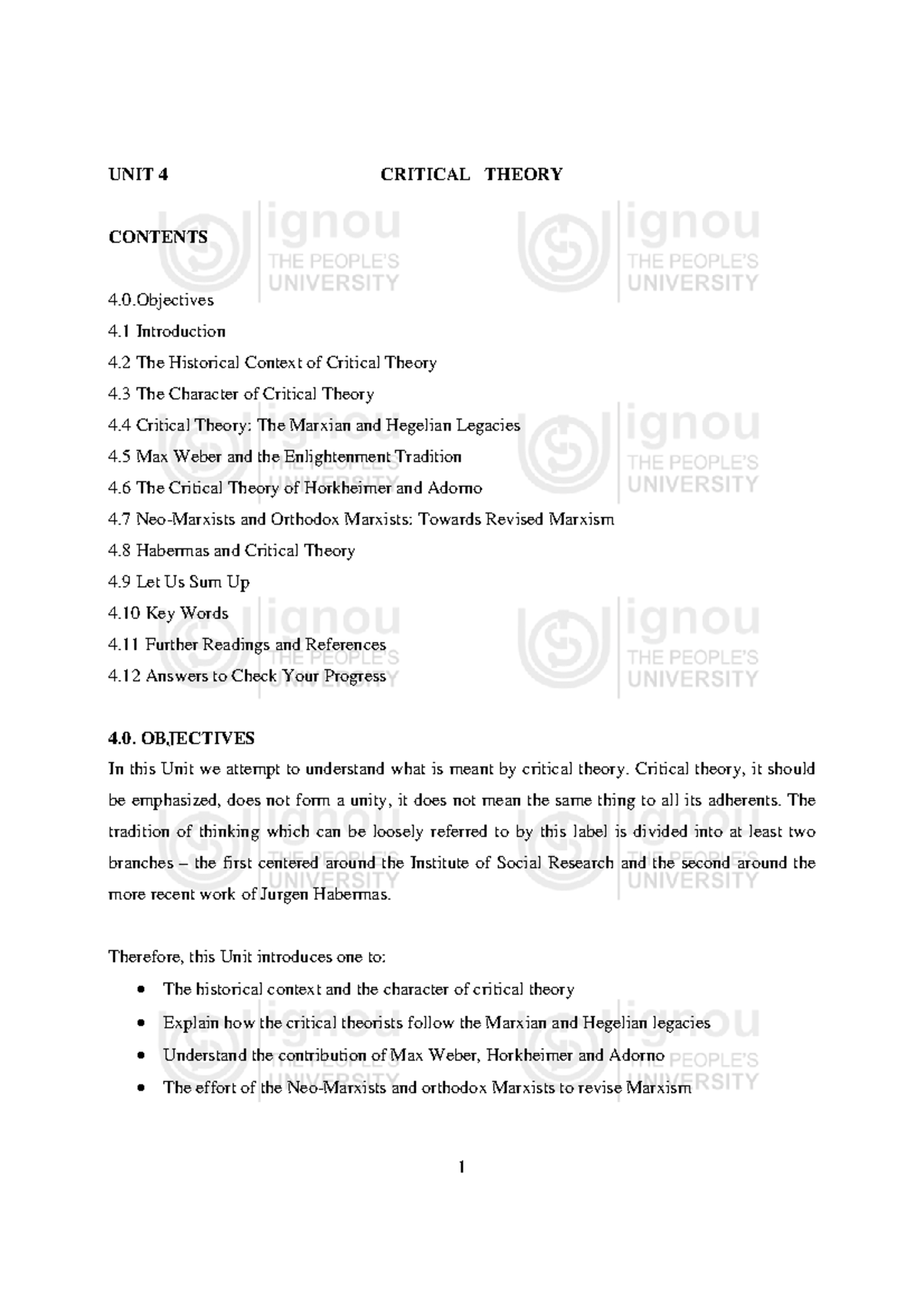 Unit 4 - Critical Theory: Key Concepts and Historical Context - Studocu