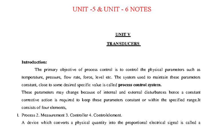 JNTUK R20 B.Tech ECE 3-1 EMI Unit 5: Transducers and Measurements Notes ...