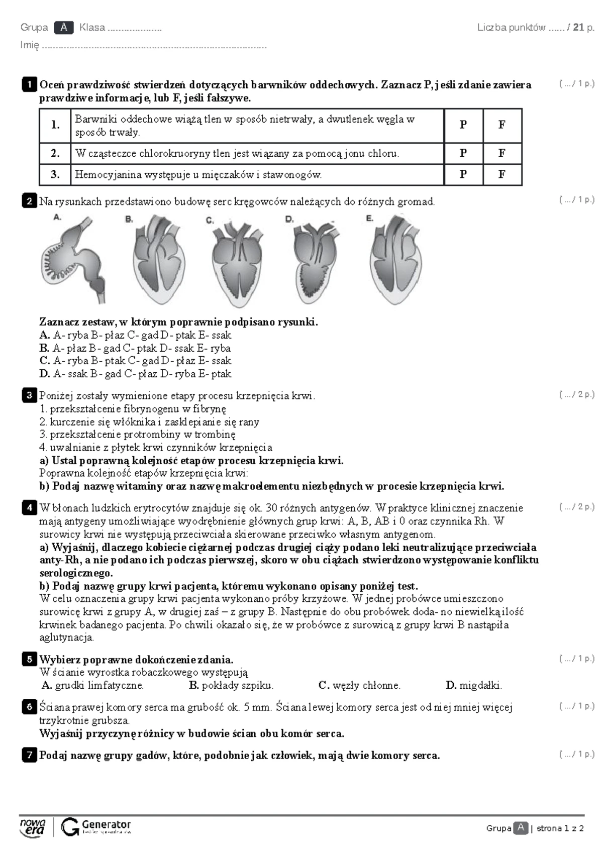 Równowaga Wewnętrzna Organizmu Sprawdzian Nowa Era