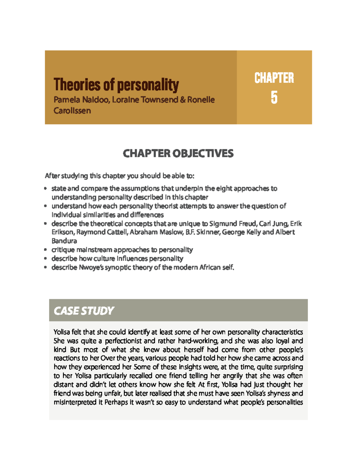 Theories of Personality - Chapter 5 Overview - Studocu