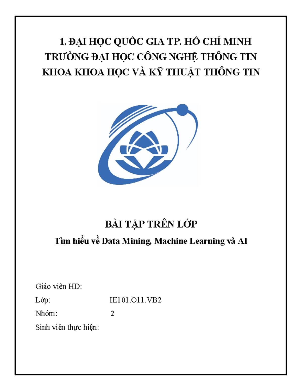 BÀI TẬP TRÊN LỚP: Tìm hiểu về Data Mining, Machine Learning & AI ...