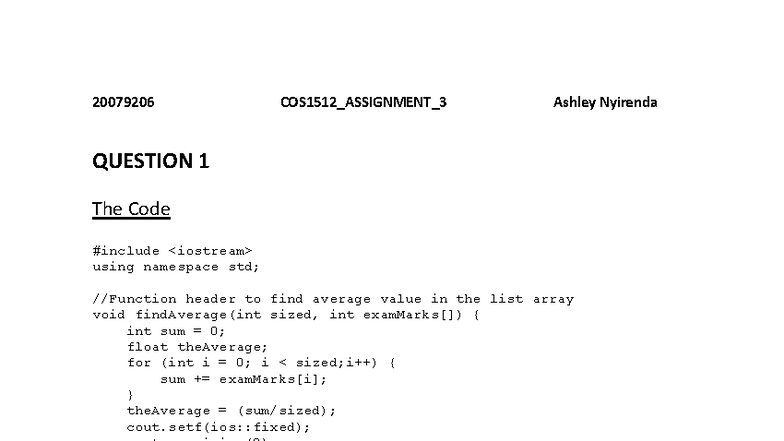 COS1512 Assignment 3: Finding Average and Tuition Fee Calculation - Studocu