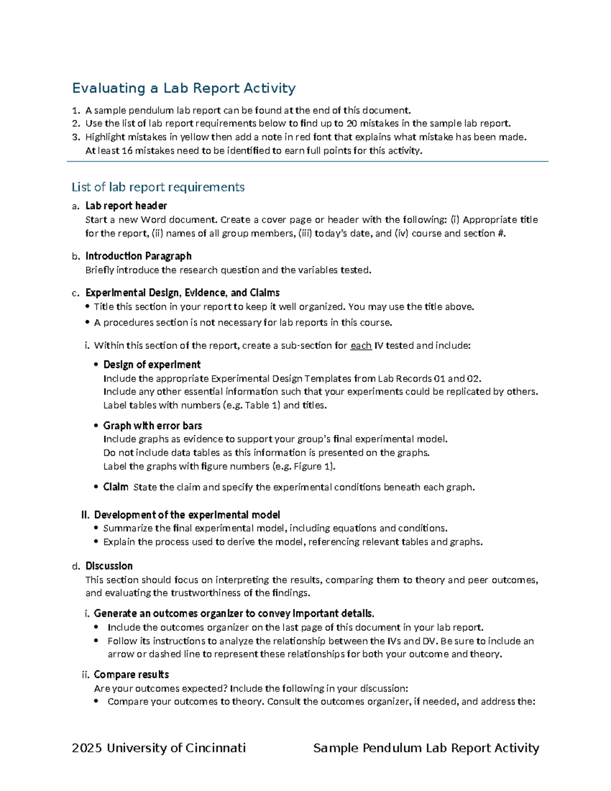 SS25 Lab 03 - Sample Lab Report Activity - Evaluating a Lab Report ...