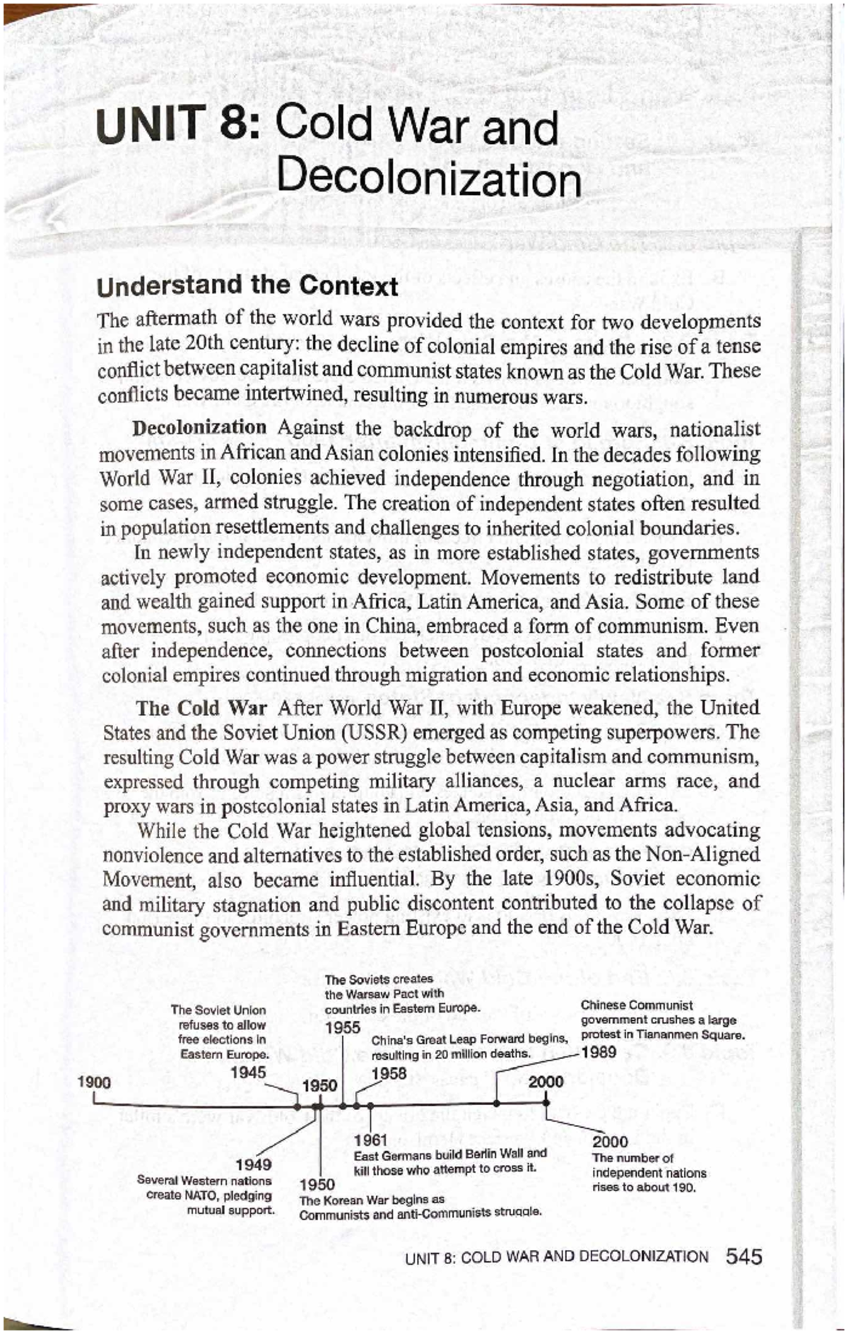UNIT 8: Cold War & Decolonization - Historical Context & Key ...