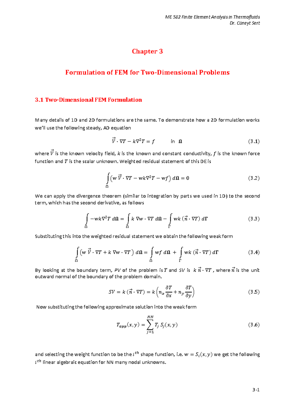 ME582 Ch 03 - FEM Formulation for Two-Dimensional Problems - Studocu