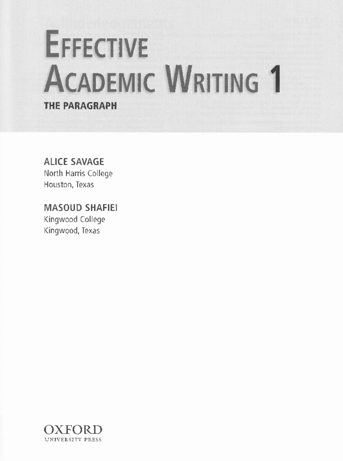 Effective Academic Writing 1: The Paragraph - Student Book Overview ...