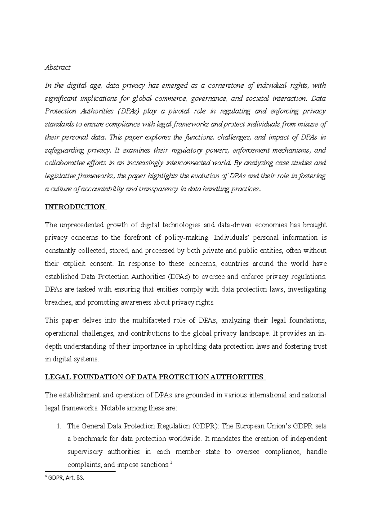 The Role of Data Protection Authorities in Privacy Regulation Analysis ...